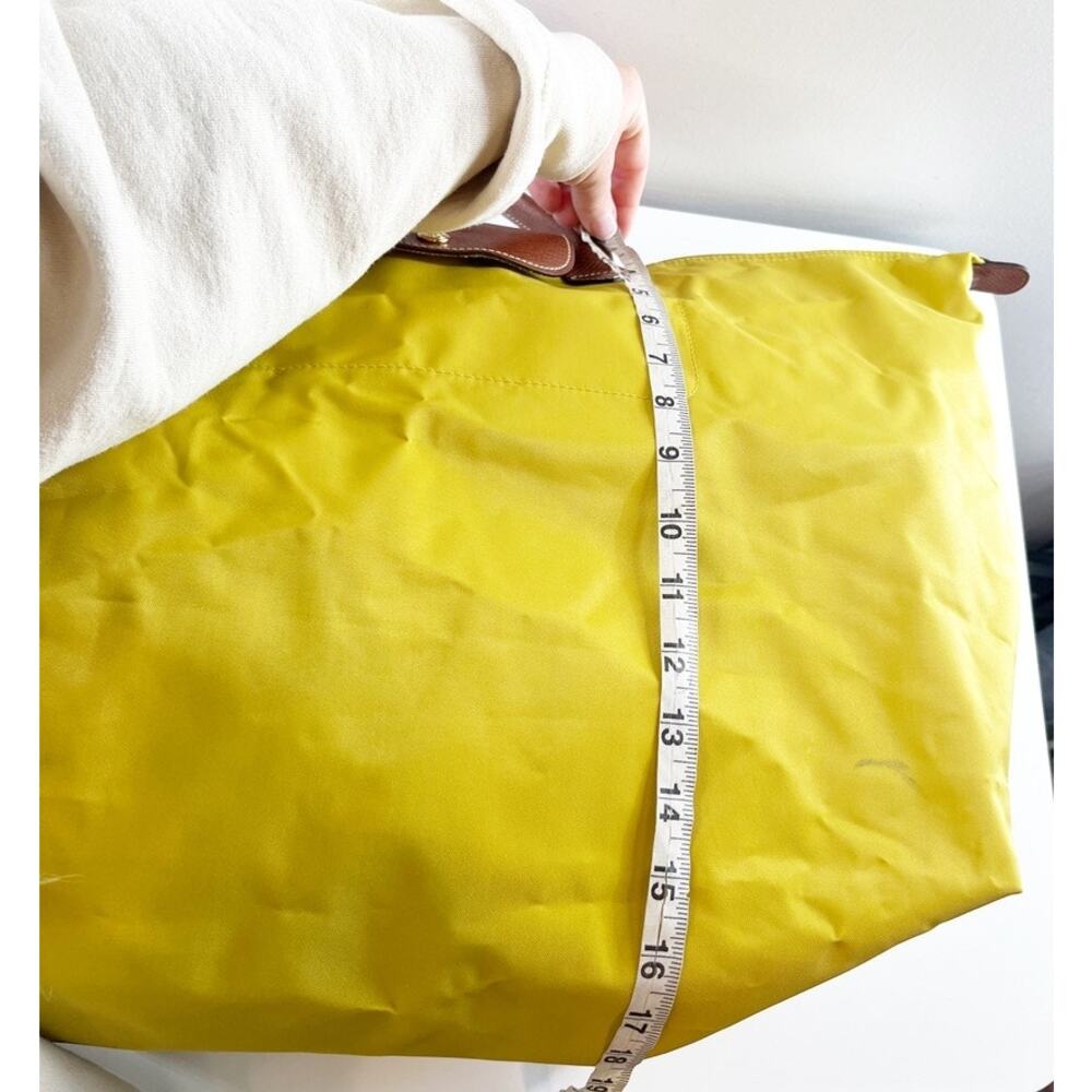 Longchamp Nylon Medium Le Pliage Tote Handbag Yellow Brown - Picture 12 of 12